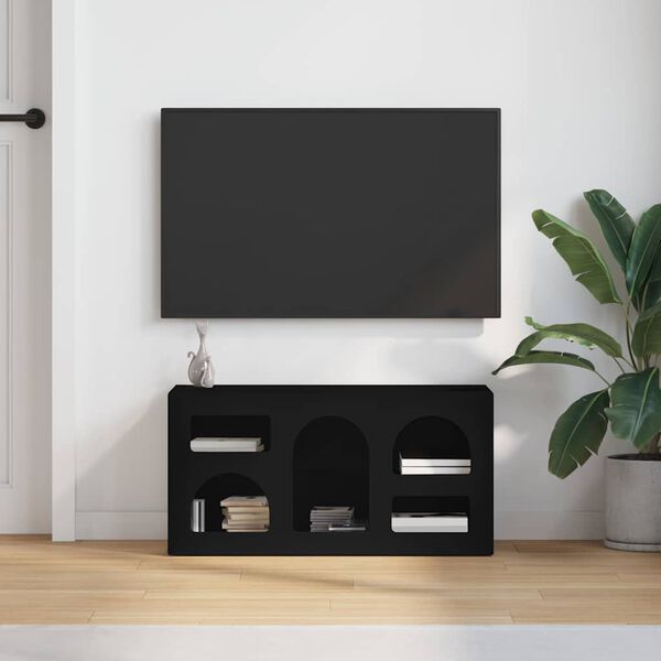vidaXL TV Cabinet Black 80 x 35 x 40 cm Engineered Wood