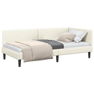 vidaXL Corner Bed Frame with Headboard Cream 100 cm x 200 cm Velvet