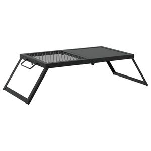 vidaXL Foldable Camping Grill Black 31.5 x 26.5 x 4 cm Alloy Steel