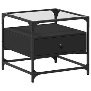 vidaXL Coffee Table with Glass Top Black 50x50x45 cm Steel