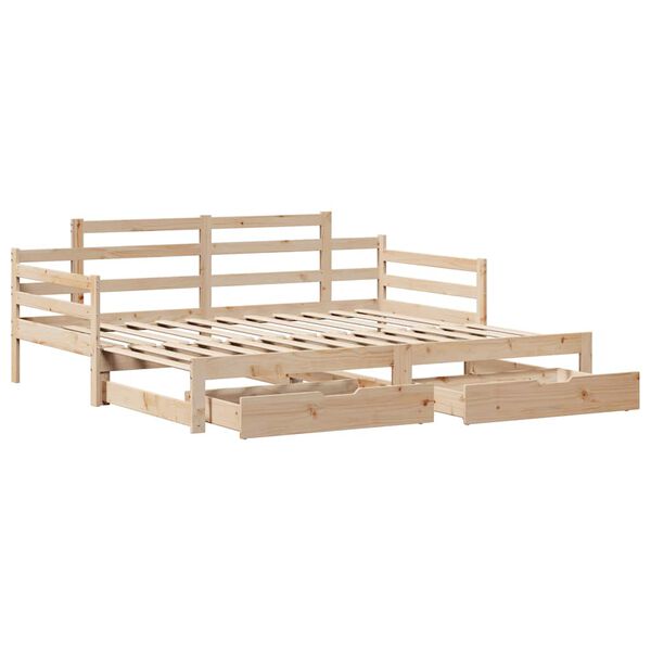 vidaXL Daybed with Trundle and Drawers without Mattress 80x200 cm