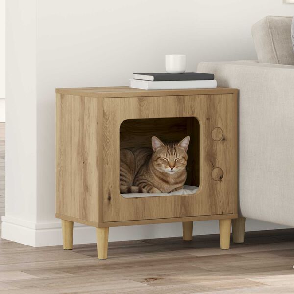vidaXL Cat House Artisian Oak 51 x 30 x 52 cm Engineered Wood