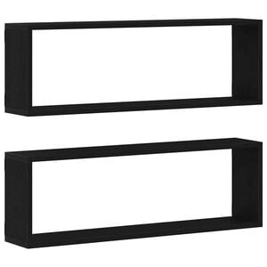 vidaXL Wall Shelves 2 pcs Black Oak 80 x 15 x 26 cm Engineered Wood