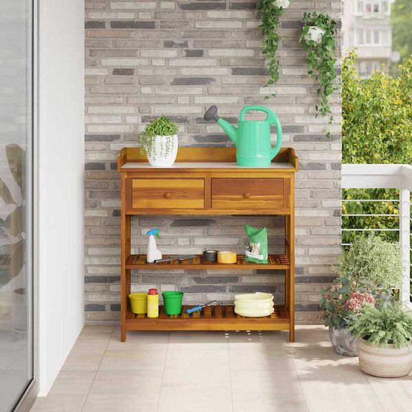 vidaXL Garden Cabinet Natural 93 x 41.5 x 98cm Solid Acacia Wood