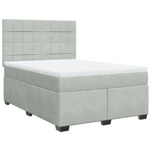 vidaXL Box Spring Bed with Mattress Light Grey 140x190 cm Velvet