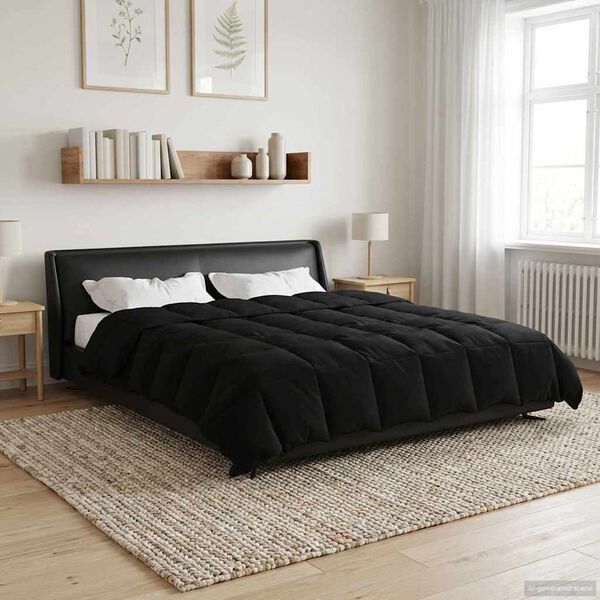 vidaXL Summer Duvet Quilted Black 200 x 220 cm Microfiber