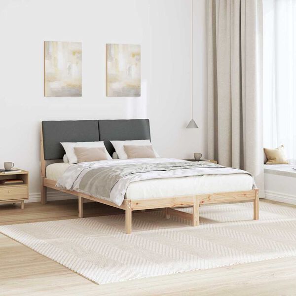 vidaXL Bed frame Brown and dark grey 140 x 200 cm Solid pine wood