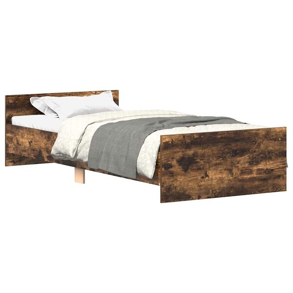 vidaXL Bed Frame without Mattress Smoked Oak 90x200 cm Engineered Wood