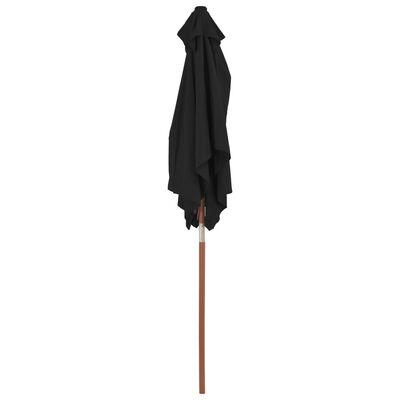 vidaXL Outdoor Parasol with Wooden Pole Black 150x200 cm
