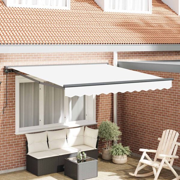 vidaXL Retractable Awning White 300 x 250 cm Aluminium and Fabric