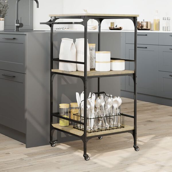 vidaXL Kitchen Trolley Sonoma Oak 60.5x50x105 cm Engineered Wood