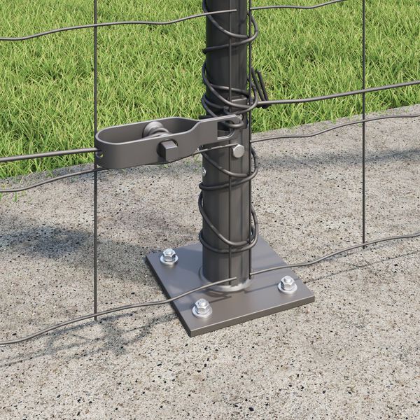 vidaXL Fence with Post Grey 1.5 x 10 m Steel