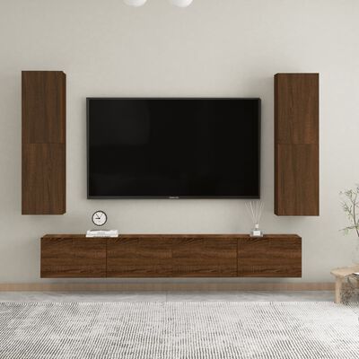 vidaXL Wall-mounted TV Cabinets 2 pcs Brown Oak 30.5x30x110 cm