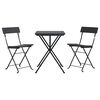 vidaXL 3 Piece Folding Bistro Set Black Poly Rattan