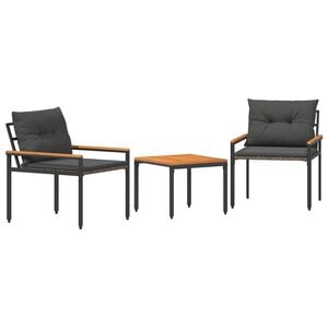 vidaXL Outdoor Furniture Set 3 pcs 2-Seaters Dark Grey Poly Rattan