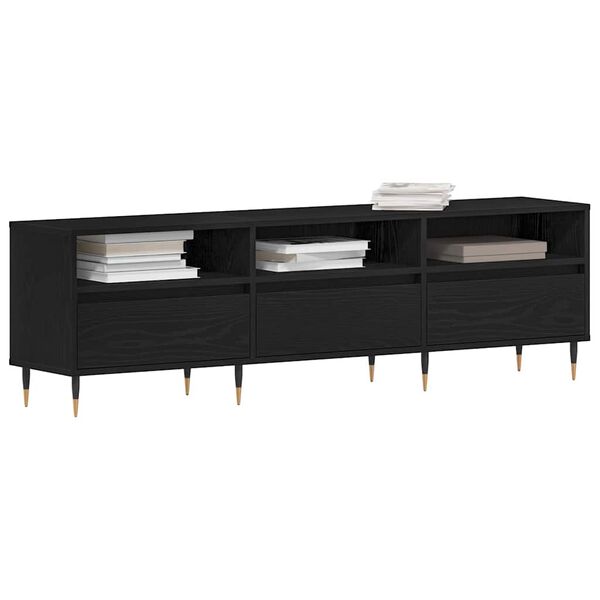 vidaXL TV Cabinet Black Oak 150 x 30 x 44.5 cm Engineered Wood