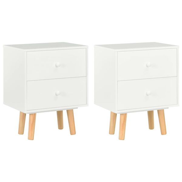 vidaXL Bedside Cabinets 2 pcs White 40x30x50 cm Solid Pinewood