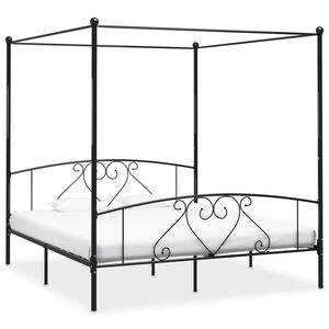 vidaXL Bed Frame without Mattress with Canopy Black 200x200 cm Metal