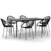 vidaXL 7 Piece Garden Dining Set Black PVC Rattan