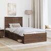 vidaXL Bed Frame with Headboard Brown Oak 100 x 200 cm Solid Pine Wood