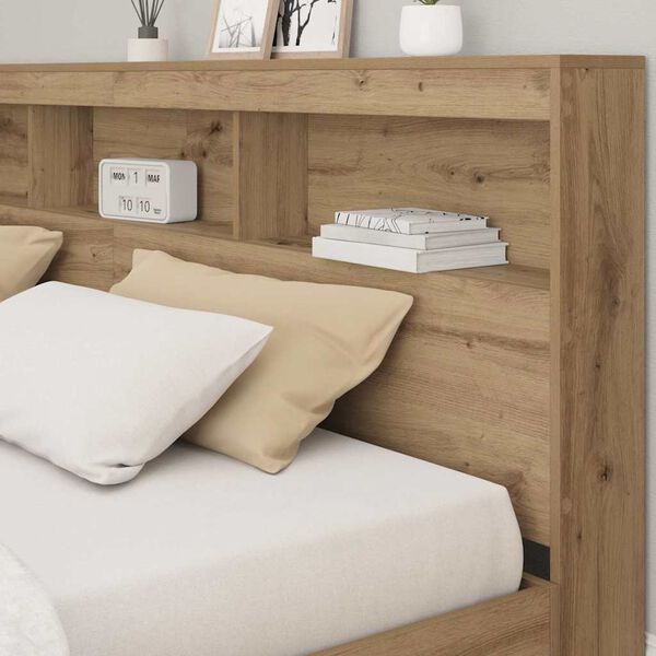 vidaXL Storage Headboard with Shelf Artisan Oak 180 cm Engineered Wood