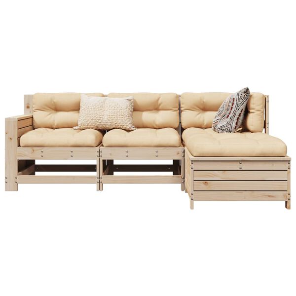 vidaXL 4 Piece Garden Sofa Set Solid Wood Pine