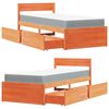 vidaXL Bed with Drawers and Mattress Wax Brown 90x200 cm Solid Wood Pine