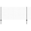 vidaXL Euro Fence with Post 10 x 1 m PVC-Coated Steel Grey Mesh