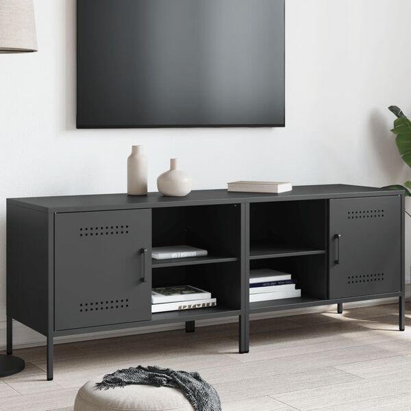 vidaXL TV Cabinets 2 pcs Black 68x39x50.5 cm Steel