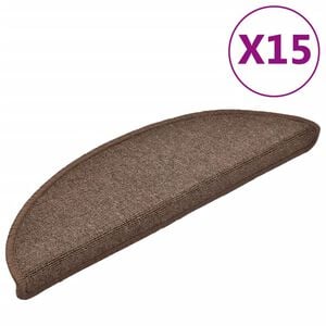 vidaXL Stair Mats 15 pcs 56x17x3 cm Coffee Brown Half Round
