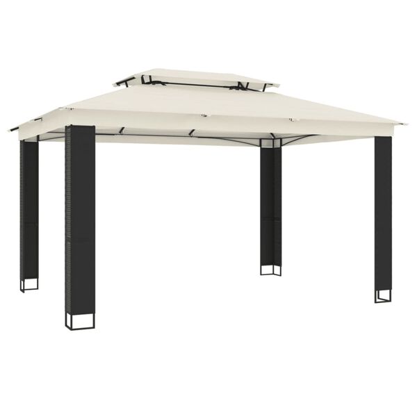 vidaXL Gazebo with Double Roof Cream 3.94x2.96 m Steel