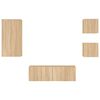 vidaXL 4 Piece TV Wall Cabinets with LED Lights Sonoma Oak