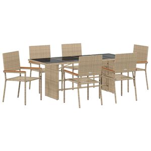 vidaXL Garden Dining Set 7 pcs Beige Poly Rattan