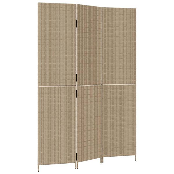 vidaXL Room Divider 3 Panels Beige Poly Rattan