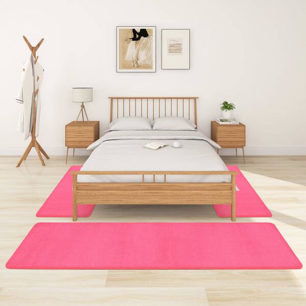vidaXL Bed Carpets Shaggy High Pile 3 pcs Pink