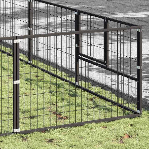 vidaXL Dog Kennel Black 100 m&sup2; Steel