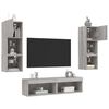 vidaXL 6 Piece TV Wall Units with LED Grey Sonoma Engineered Wood