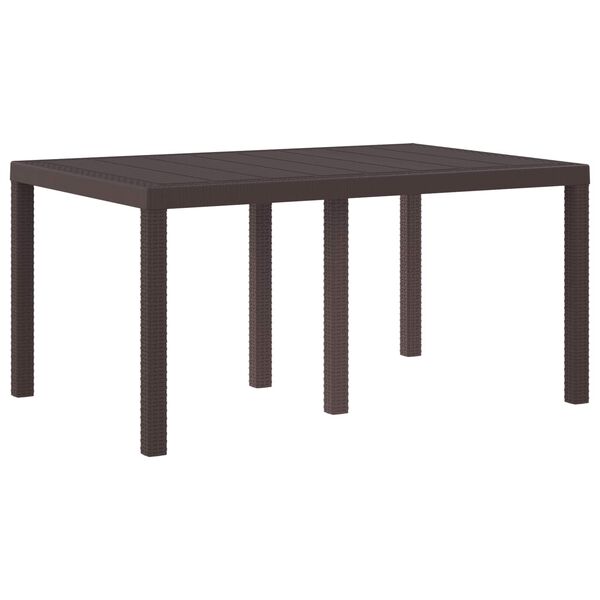 vidaXL Garden Dining Table Brown 150 x 100 x 73 cm Poly Rattan