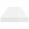 vidaXL Floating Wall Shelves 2 pcs High Gloss White 80x23.5x3.8 cm MDF