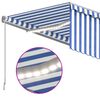 vidaXL Manual Retractable Awning with Blind&LED 3x2.5m Blue&White