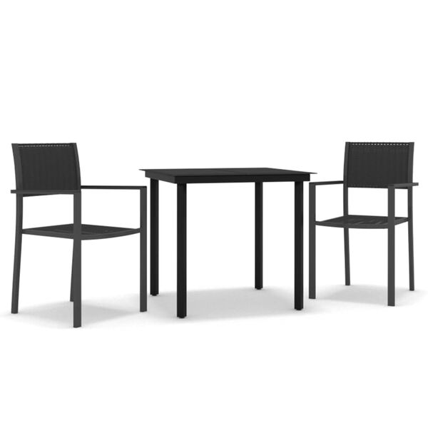 vidaXL 3 Piece Garden Dining Set Black
