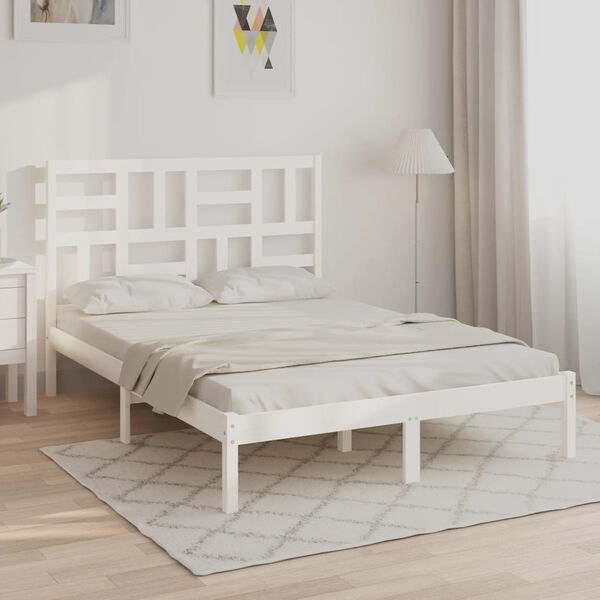 vidaXL Bed Frame without Mattress White Solid Wood 160x200 cm