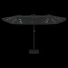 vidaXL Double-Head Garden Parasol with LEDs Anthracite 449x265 cm