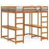vidaXL Loft Bed with Desk and Ladder Wax Brown 180x200 cm Super King Solid Wood Pine