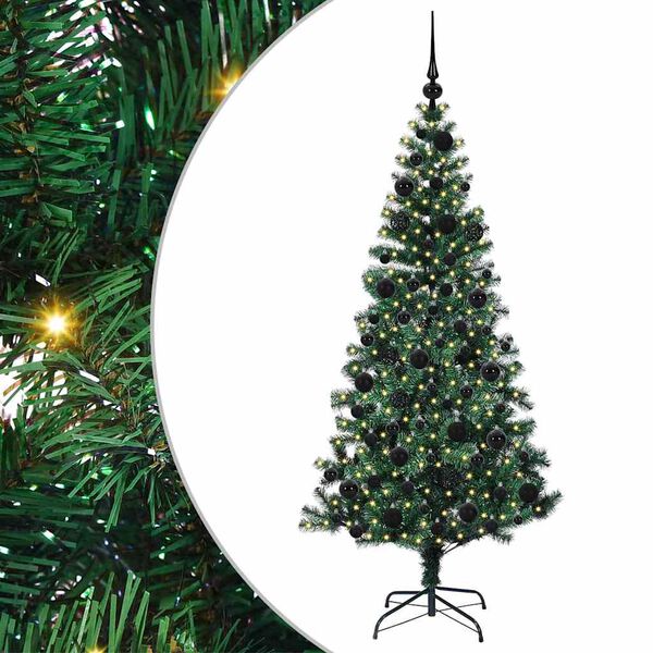 vidaXL Artificial Pre-lit Christmas Tree Green 180 cm PVC and Metal