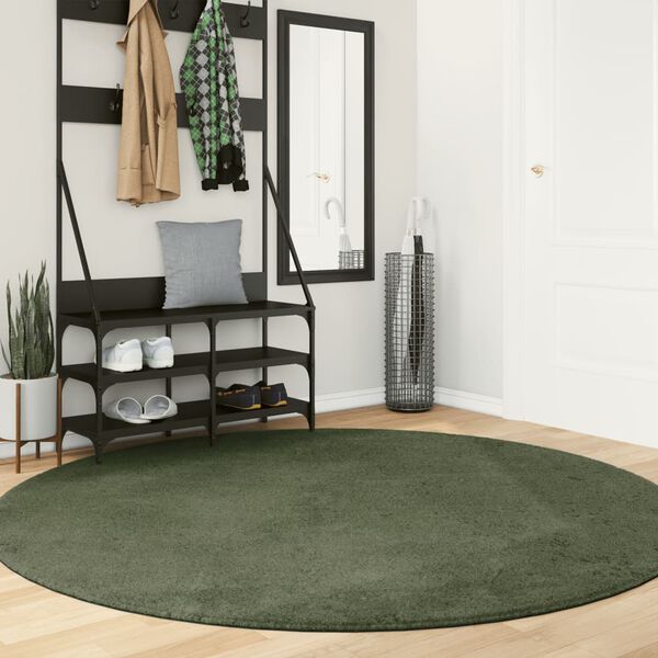 vidaXL Rug HUARTE Short Pile Soft and Washable Forest Green &Oslash; 200 cm