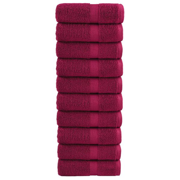 vidaXL Premium Guest Towels "SOLUND" 10 pcs Bordeaux 30x50 cm 600 gsm