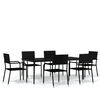 vidaXL 7 Piece Garden Dining Set Black