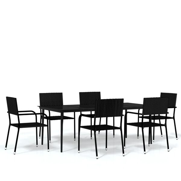 vidaXL 7 Piece Garden Dining Set Black