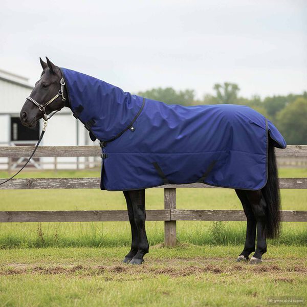 vidaXL Horse Blanket Full Navy Blue 165 cm Polyester